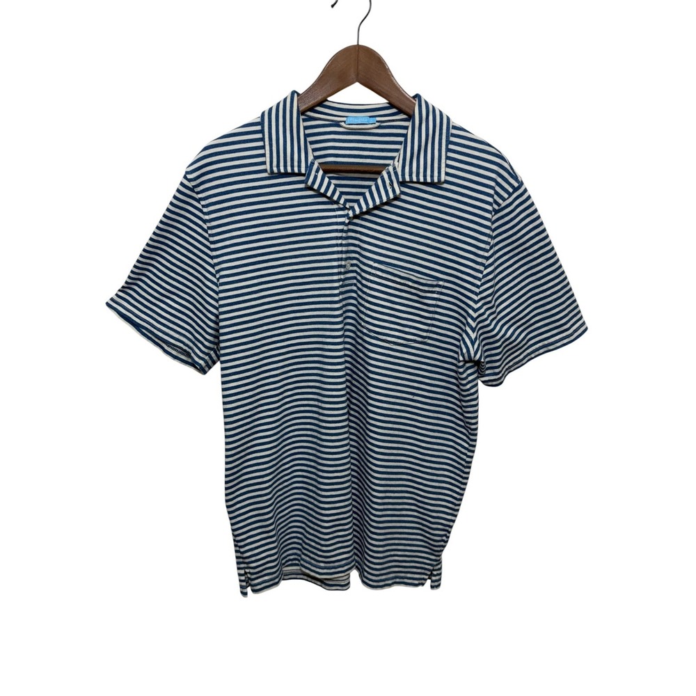 J. McLaughlin Mens Preppy Callahan Polo Shirt Blue Large
